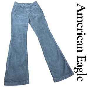 American Eagle High Rise Kick Boot Corduroy Pants Slate Blue 2 Regular Stretch